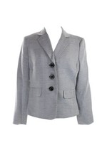 Evan Picone Grey Crosshatch 2-Button Blazer 10