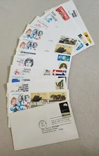 14 Vintage Stamped First Day of Issue Stamps w/Envelopes, Some With Inserts