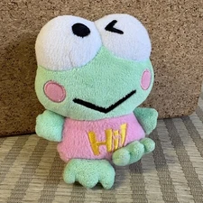 Sanrio Keroppi Mini Plush 5" Green Frog Stuffed Animal Figure Wink Eye 2007