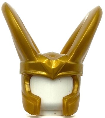 Lego New Pearl Gold Minifigure Headgear Helmet w/ Large Curved Horns Flexible