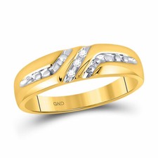 10kt Yellow Gold Mens Round Diamond Wedding Band Ring .03 Cttw