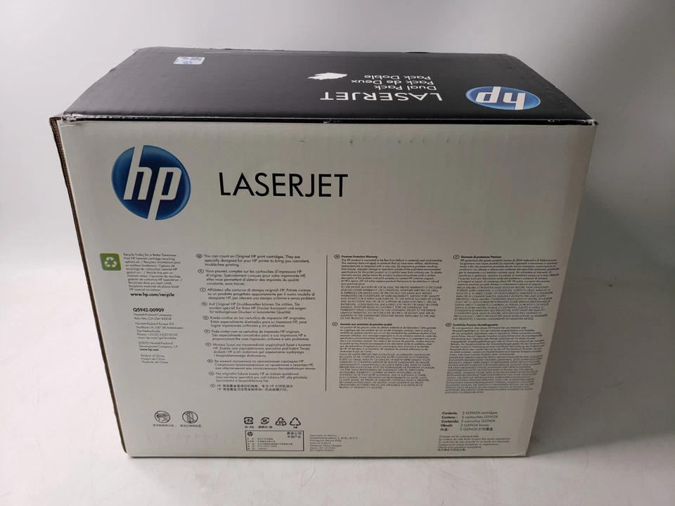 HP 42X PAQUETE DOBLE CARTUCHOS DE IMPRESIÓN NEGROS ALTO RENDIMIENTO Q5942XD Caja abierta sellada en bolsa Foto 2 de 4