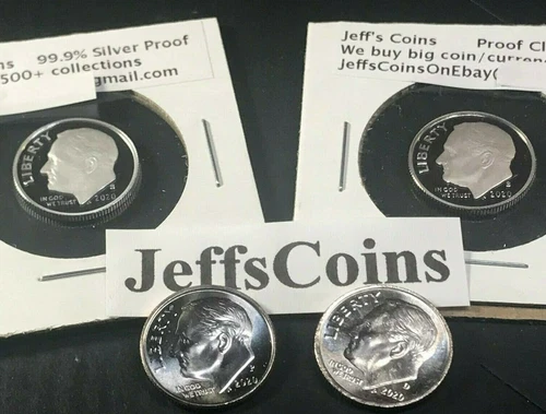 2022 P D S S Dime Roosevelt US Mint 99.9% SILVER & CLAD PROOF PD Bank 10¢ Cent 4