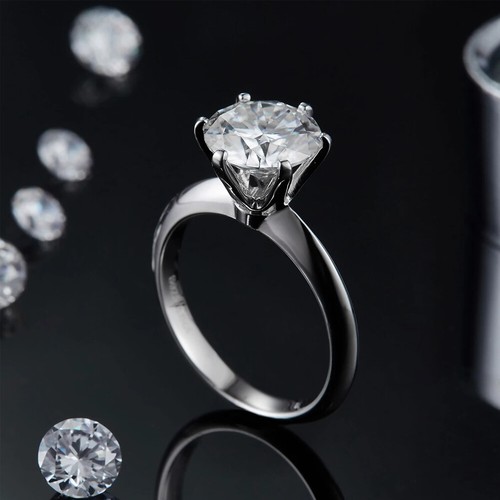 HMJ Real 3CT Moissanite Diamond Women's Wedding Engagement Ring GRA Certificated - Picture 4 of 25
