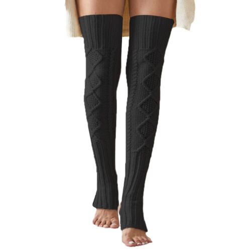 Women's Cable Knit Thigh High Leg Warmer Socks Over Knee High Footless Boot S...