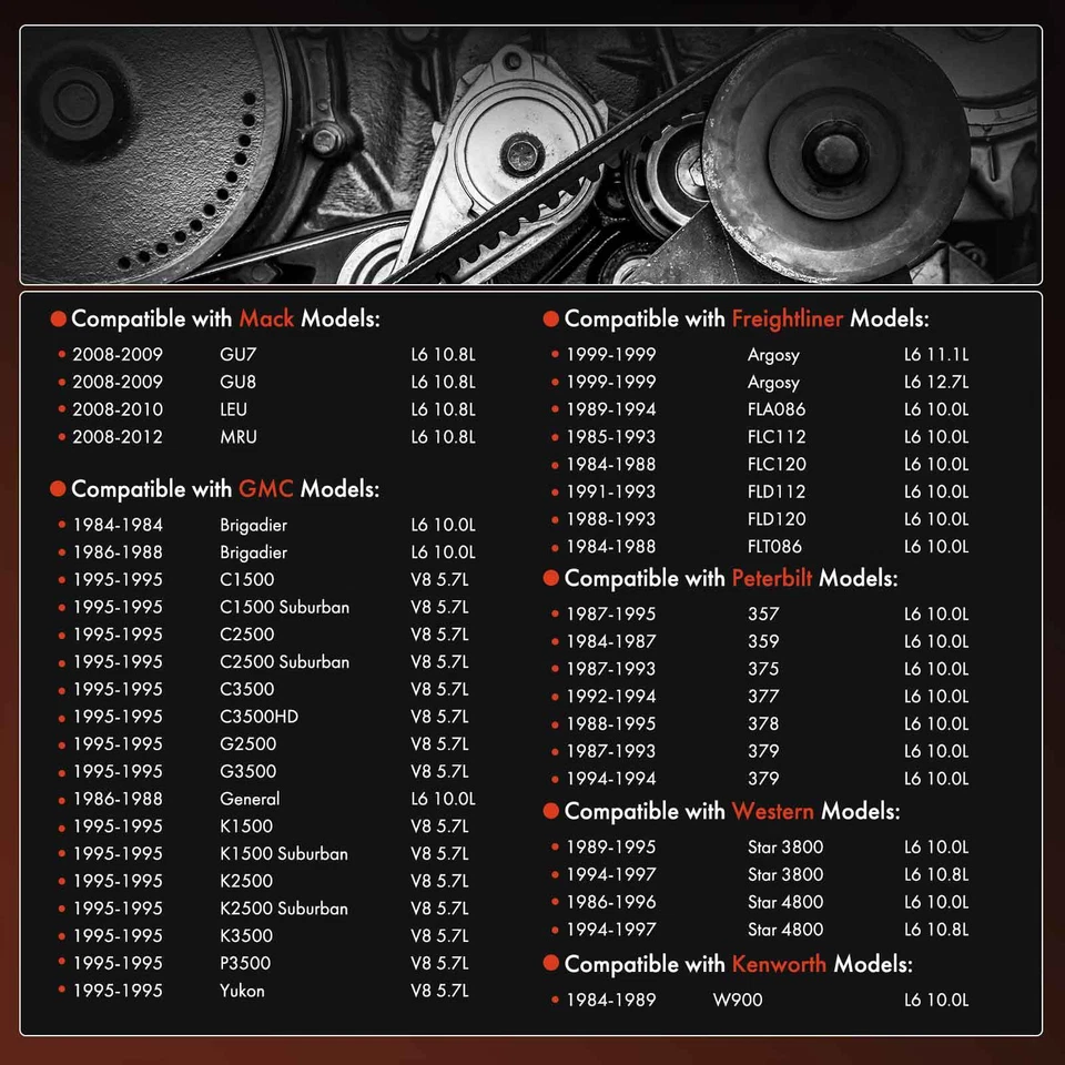 Cinturón serpentino de alta resistencia 58,46" para Volvo WX PETERBILT WESTERN STAR BLANCO/GMC Foto 3 de 4