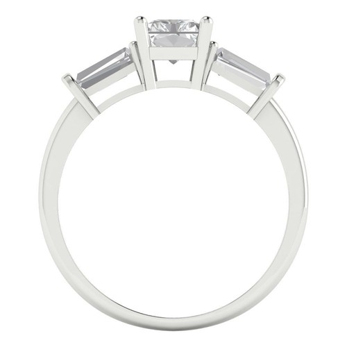 1.5 tcw Emerald Cut Statement Cocktail Ring for Women, 14K White Gold Clear - Picture 4 of 11