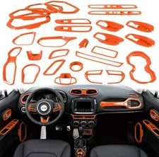 31PC Car Interior Accessories Cover Trim Kit Orange for Jeep Renegade 2015-2020 