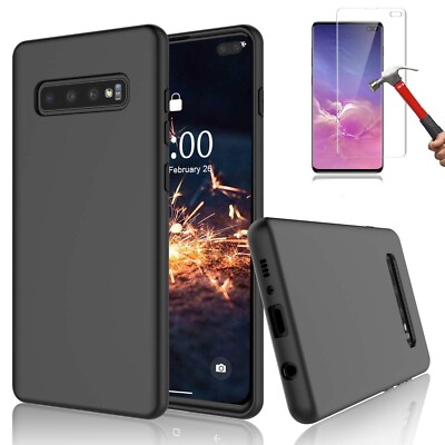 For Samsung Galaxy S10 +/S10 E Silicone Phone Case Cover Screen Protector 