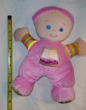 2008 Fisher Price My Baby's 1 first Baby Doll Rattle Pink Floral Blonde Blue Eye