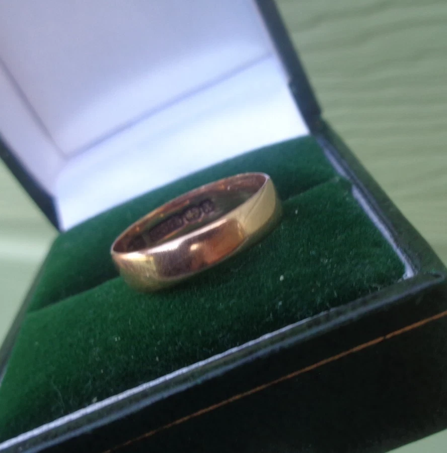 Oro Rosa Alianza 9ct Banda Victoriano Hm 1897 Samuel Hope Talla k A L 1897