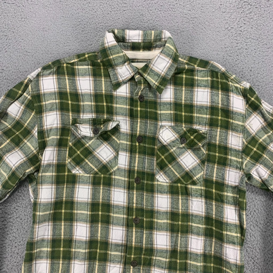 Brooklyn Xpress Shirt Mens XL Green Plaid Flannel Button Up Long Sleeve Pocket - Image 3 of 4