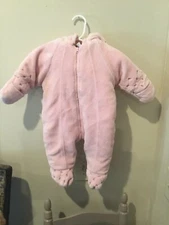 Girls Pink Fleece Infant Bunting Snow Suit Sz 6-9 Months