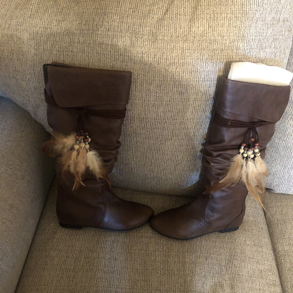 NUEVAS botas hasta la rodilla de tacón plano de cuero sintético para mujer talla 7 (38) - 5,5 (36) Foto 3 de 4