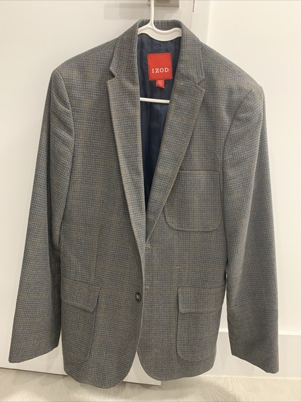 IZOD Mens Tweed Wool Blazer Sport Coat Casual Jacket Size S (38-40) Suit Jacket