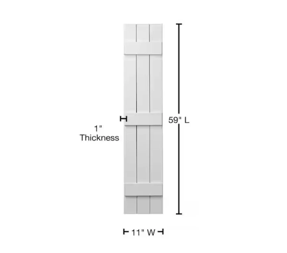 Par de persianas Ply Gem de 11 pulgadas x 59 pulgadas de polipropileno de 3 placas y listones - BLANCO Foto 3 de 4