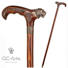 Stylish Walking Stick, Tiger Walking Cane wood & bronze, Cane for man woman