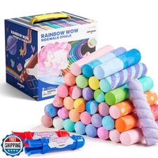 Jar Melo 38 PCS Sidewalk Chalk for Kids- Colored Sidewalk Chalk With Holder,J