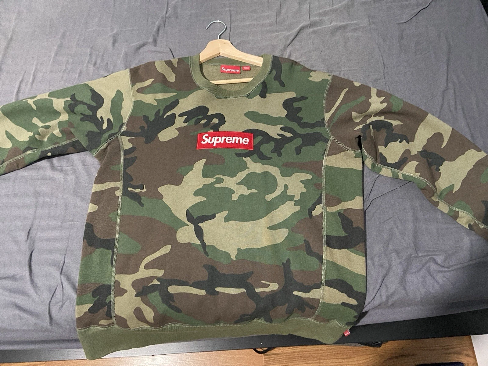Supreme Woodland Camo Box Logo Col Rond Homme Large 100% Authentique FW15 Occasion