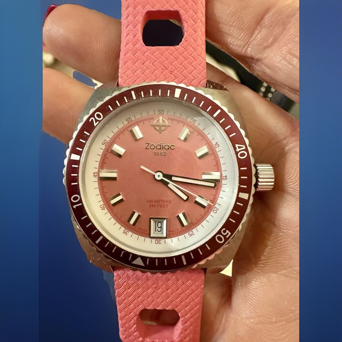 Zodiac 1882 Sea Dragon Women's 100 Meter Dive Watch Pink | eBay