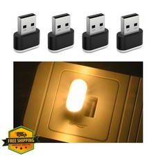 4 USB LED Car Interior Atmosphere Lamp Mini Vehicle Night Light Warm White