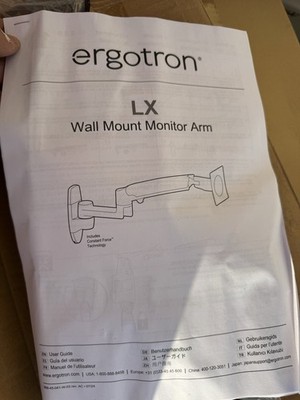 Ergotron LX Wall Mount Monitor Arm 45-041-W-03 Silver Black