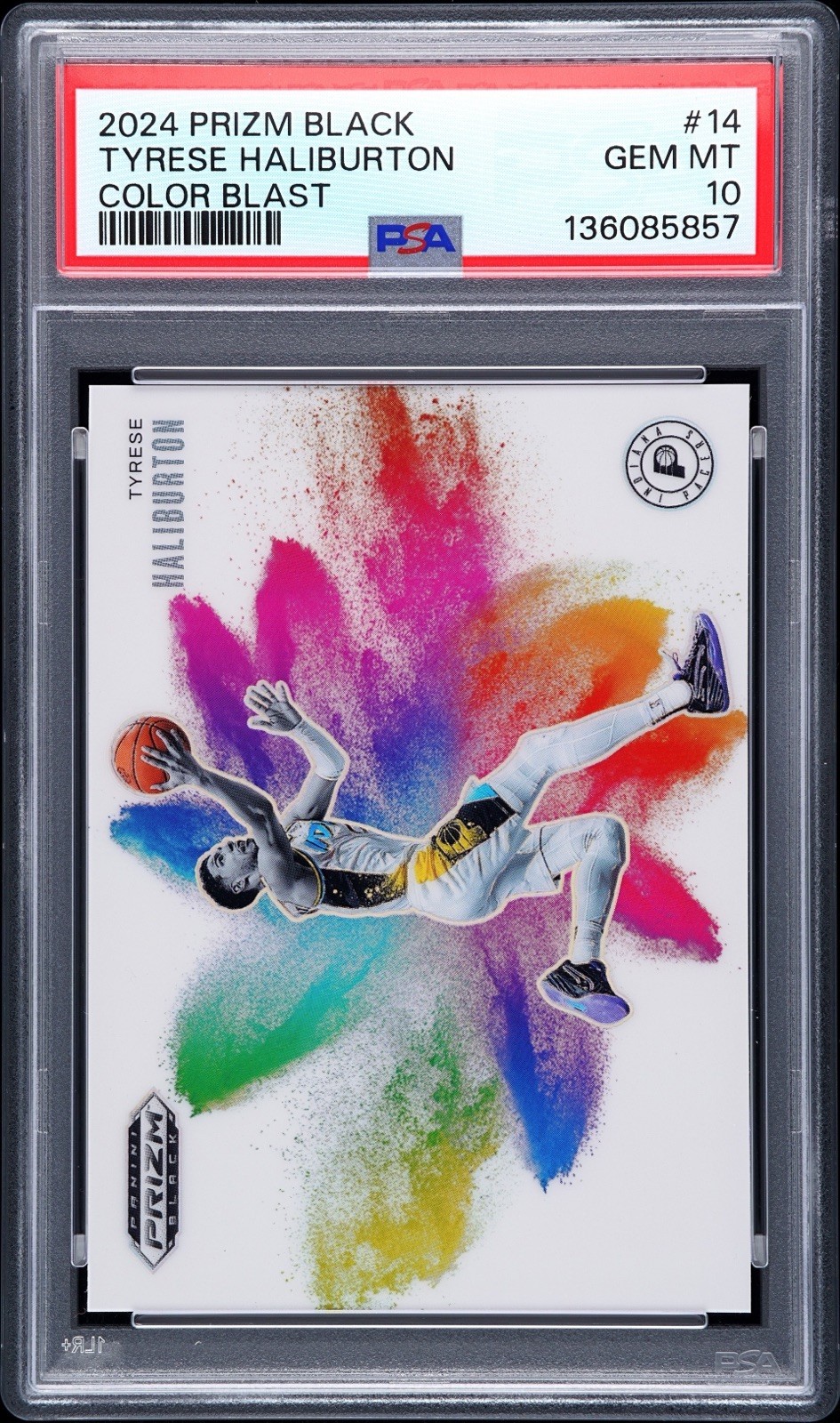 2024 PANINI PRIZM BLACK COLOR BLAST #14 TYRESE HALIBURTON PSA 10