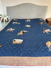 The Company Store 100% Cotton TWIN Quilt Western Cowboy Horse Denim Velvet Plaid