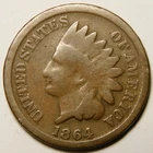 1864 BZ Indian Head Cent Penny Bronze G-VG  "Not Cleaned -Actual Coin Pictured"