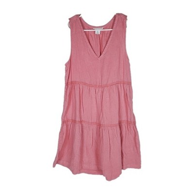Lucky Brand Women s Sleeveless Pink Dress, V-Neck, A-Line, Size M, 100% Linen