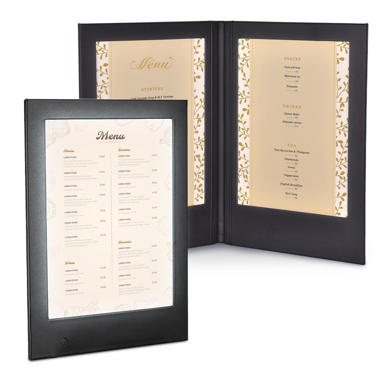 WeChef Set of 2 LED Backlit Light Menu Holder Cover 1/2 View Fits 8"x11" Paper