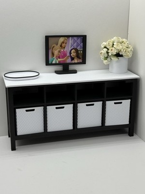 1:6 Scale Dollhouse Storage Shelf W 4 Baskets 3DPrinted Furniture.BLACK No doll