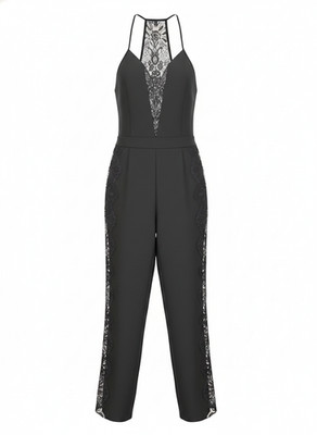 LIU  JO Black Women's Lace Panel Jumpsuit, Size 38 (US 6) NWT