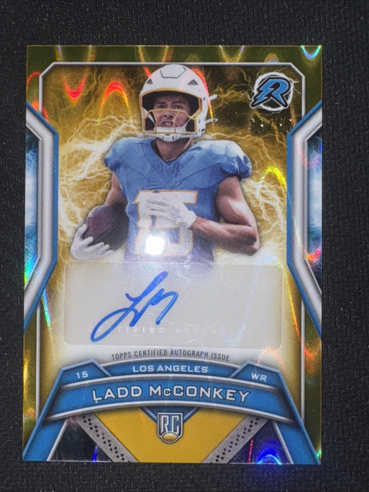 🔥2024 Topps Resurgence 🏈 Ladd McConkey GOLD RC Auto /50 #RRS-LM Chargers