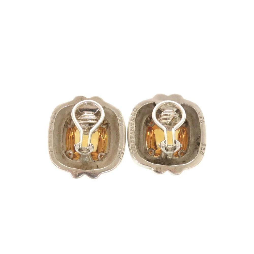 Tiffany & Co. Vintage Square Silber925 18K Gelbgold 750YG Citrin Ohrringe