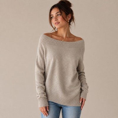 Women s Banana Republic beige oversized wide neck sweater