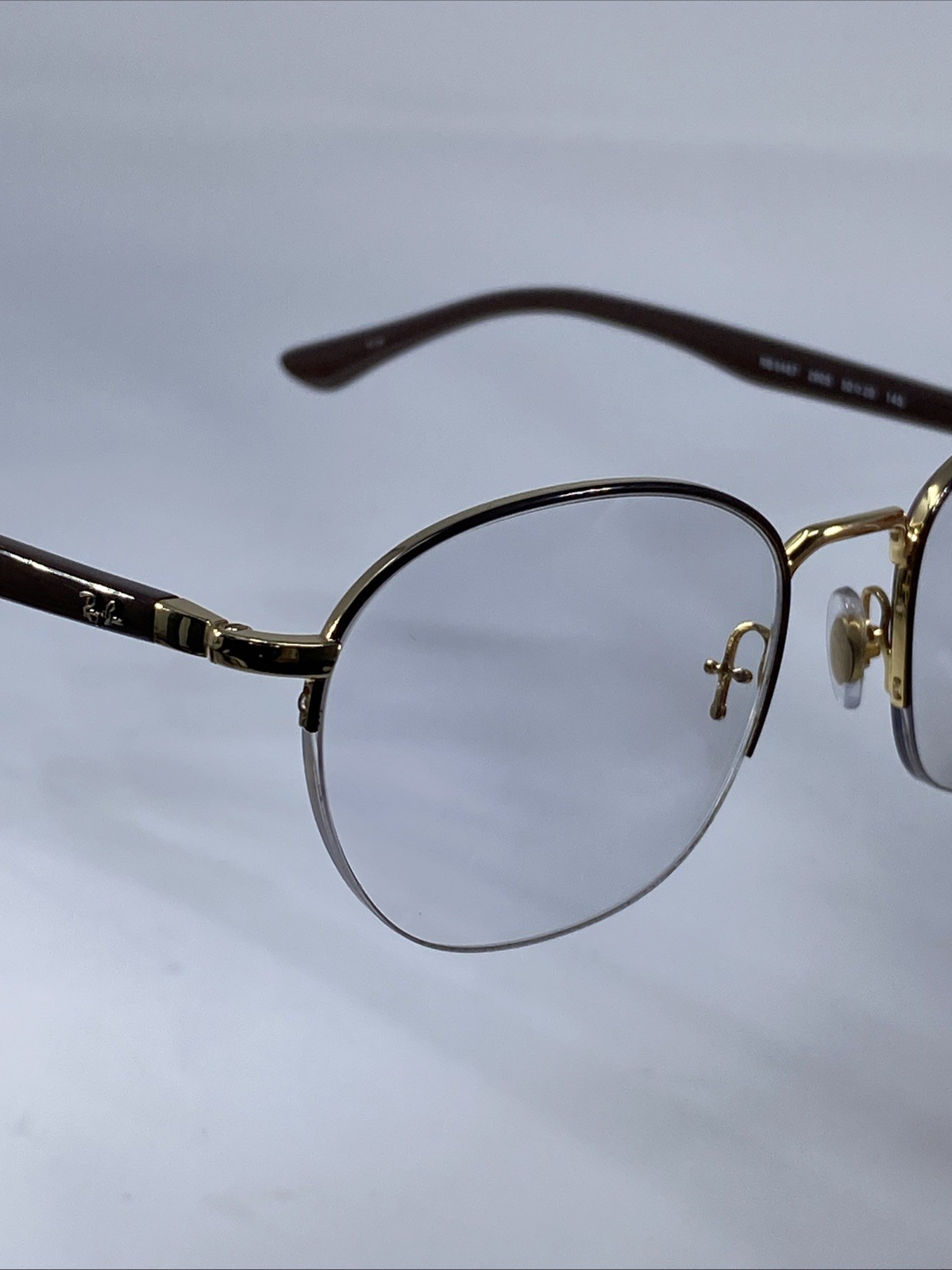 RAY-BAN RB6487 2905 Dark Brown/Gold Half Rimless Eyeglasses Frame 50-20-145