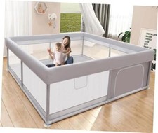 Baby Playpen 50x50 Inch, Play Pens for Babies and Toddlers 50"x50" Light Grey
