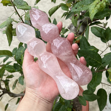 7" Natural rose quartz Massage stick quartz crystal Wand healing Random 1pc