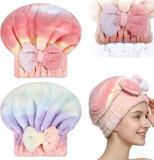 2 Pcs Ultra Absorbent Microfiber Hair Towel Wrap, Bow Tie Design Hair Drying