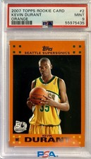 KEVIN DURANT 2007 Topps Rookie Card #2 Orange SuperSonics PSA 9 Mint. rookie card picture