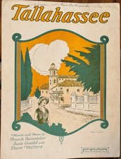 Vintage 1924 Tallahassee Florida Song Sheet Music