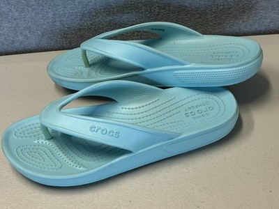 CROCS Turquoise thong sandals iconic comfort flip flops size W7 M5