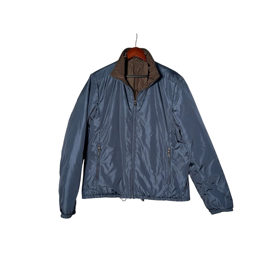 Prada Mens Jacket Size 52 (US L) Bwn/Blue Windbreaker Full Zip Pockets LTWT - Image 3 of 4