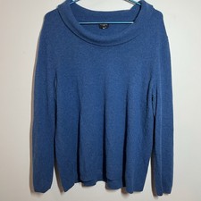 Women  s Talbots Pure 100 Cashmere Blue Cowl Neck Sweater 2X Cozy Classic