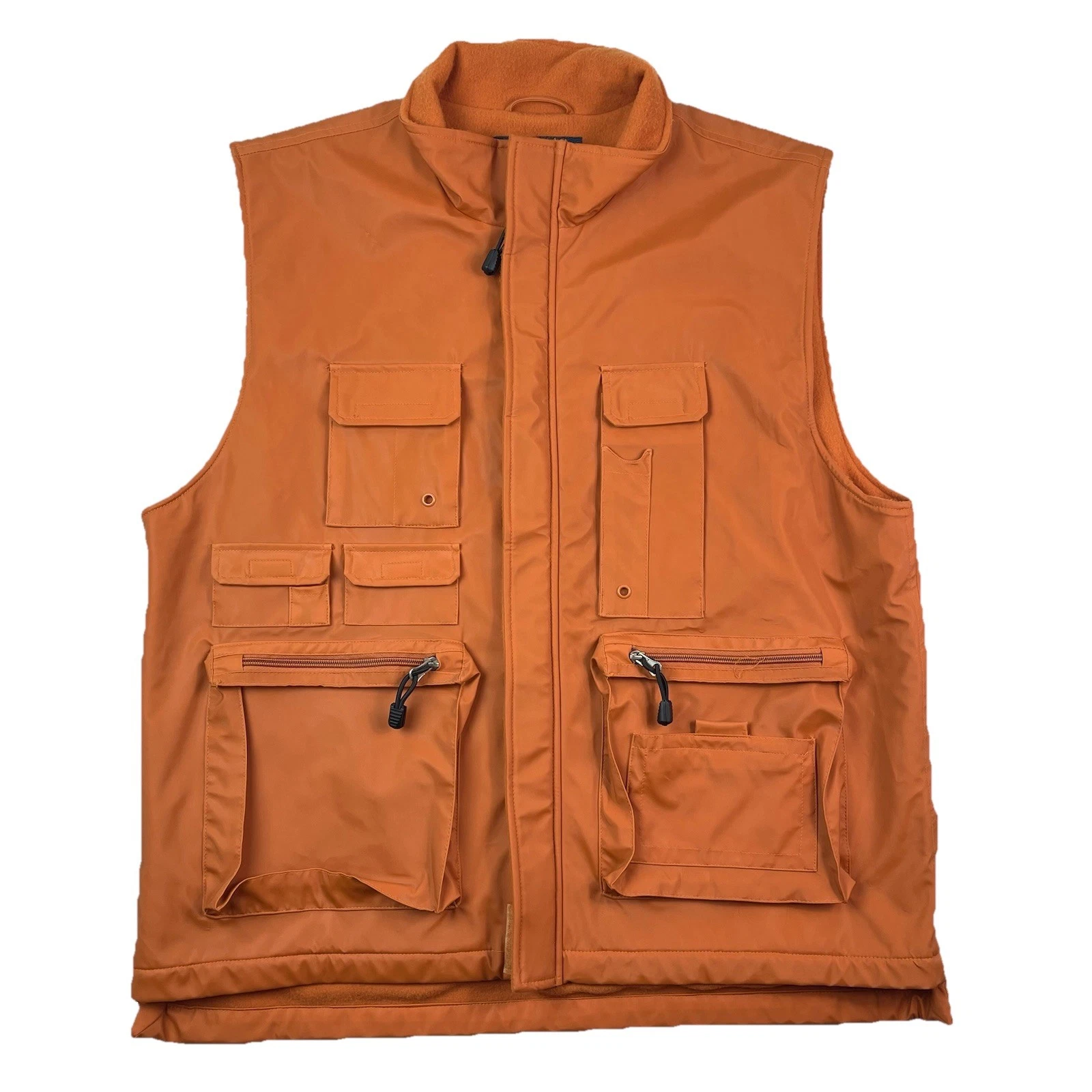 Rustic River Orange Pocket Polyurethane Fleece Lined Outdoor Fishing Vest M