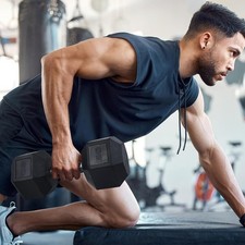 1xRubber Grip Dumbbell 75lb Weight Set with Anti-Slip Hex Body Building Training