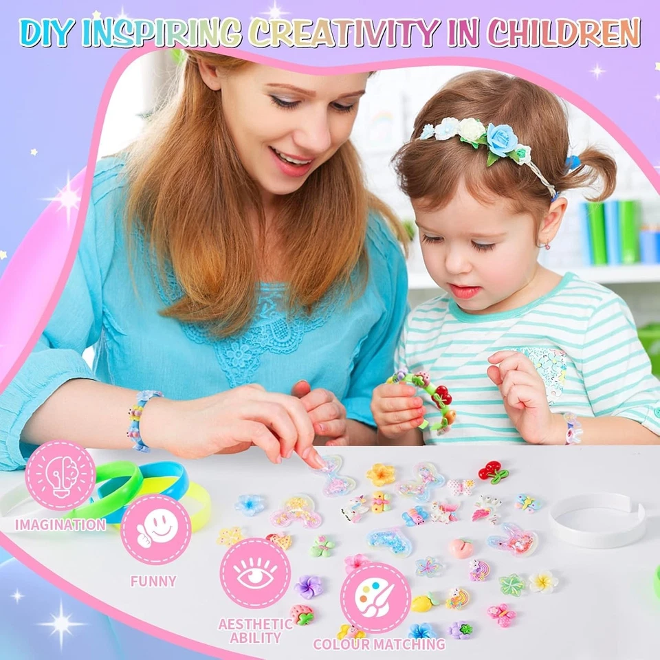 Eco-Friendly DIY Bracelet Kit with Unicorn and Floral Charms - Gift for Girls - Image 2 of 4