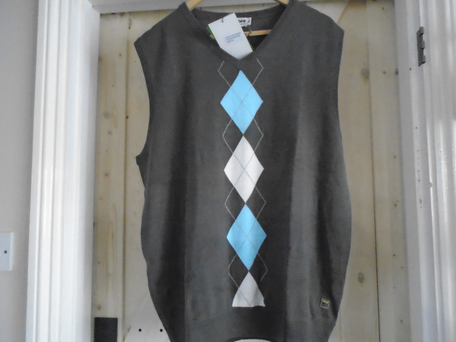 NEW CUTTER & BUCK V NECK SLIPOVER ~XL ~46""CHEST~ BROWN/WHT/BLU (STOCK CLEARANCE)
