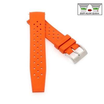 Easy-Klick Retro FKM-Kautschuk Uhrenarmband Modell Tropical-FKM orange 20 mm